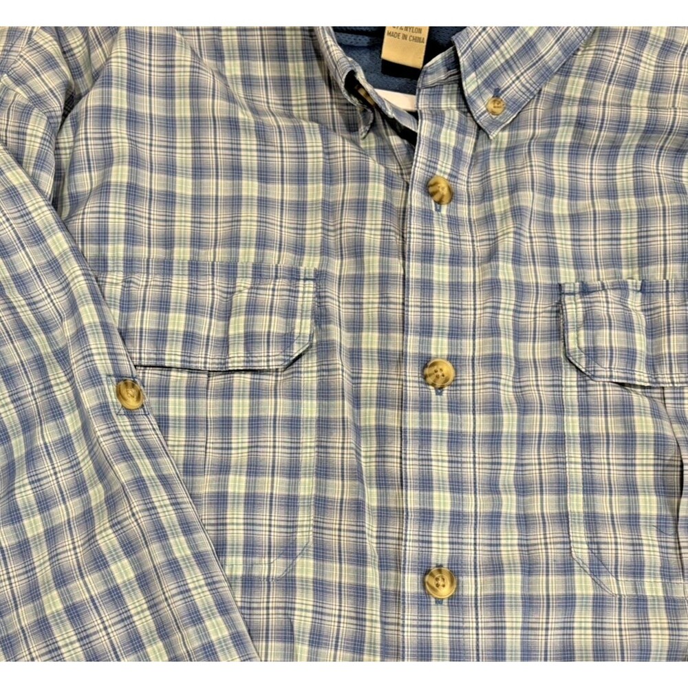 Duluth Trading Co Shirt Mens 2XL Fishing Blue Plaid Long Sleeve Pockets Outdoor - Picture 7 of 12